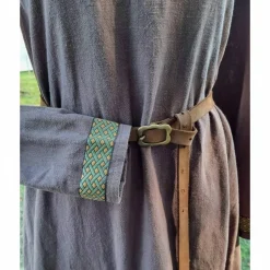 Braunes Unterkleid Leinen used look mit Borte, Wikinger, Cosplay, LARP, SCA, Toraxacum