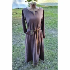 Braunes Unterkleid Leinen used look mit Borte, Wikinger, Cosplay, LARP, SCA, Toraxacum