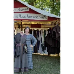 Braunes Unterkleid Leinen used look mit Borte, Wikinger, Cosplay, LARP, SCA, Toraxacum