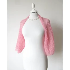 Braut Bolero rosa aus Kid-Mohair, zarter Shrug für Hochzeit,  Ärmelbolero gestrickt