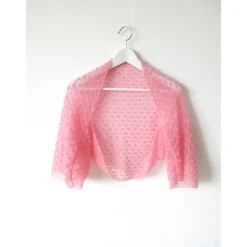 Braut Bolero rosa aus Kid-Mohair, zarter Shrug für Hochzeit,  Ärmelbolero gestrickt