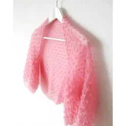 Braut Bolero rosa aus Kid-Mohair, zarter Shrug für Hochzeit,  Ärmelbolero gestrickt
