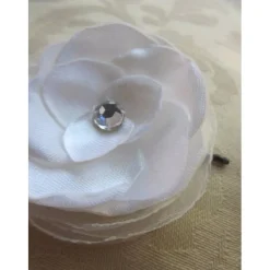 Braut Kopfschmuck Haarblume weiß Haarklammer Organza Strass "Fleur Blanche" festlich romantisch