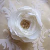 Braut Kopfschmuck Stoffblume Brosche Klammer Haarklammer Satin Hochzeit Creme "Reve d`Or"