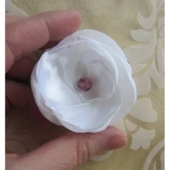 Braut Kopfschmuck weiß Stoffblume Haarklammer rosa Perle 