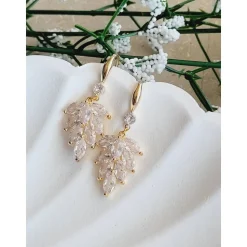 Braut Ohrringe, Hochzeitschmuck Gold mit Zirkonia, Brautjungfern Ohrringe, Vergoldete Ohrstecker, Geschenk für Brautjung