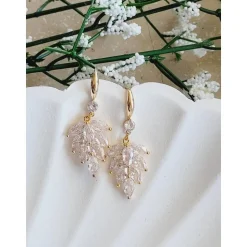 Braut Ohrringe, Hochzeitschmuck Gold mit Zirkonia, Brautjungfern Ohrringe, Vergoldete Ohrstecker, Geschenk für Brautjung