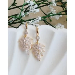 Braut Ohrringe, Hochzeitschmuck Gold mit Zirkonia, Brautjungfern Ohrringe, Vergoldete Ohrstecker, Geschenk für Brautjung