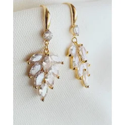 Braut Ohrringe, Hochzeitschmuck Gold mit Zirkonia, Brautjungfern Ohrringe, Vergoldete Ohrstecker, Geschenk für Brautjung