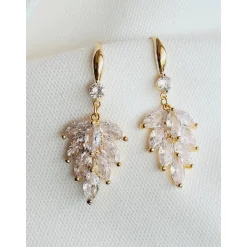 Braut Ohrringe, Hochzeitschmuck Gold mit Zirkonia, Brautjungfern Ohrringe, Vergoldete Ohrstecker, Geschenk für Brautjung