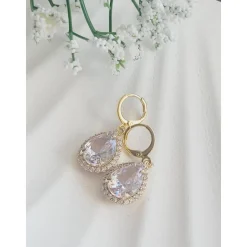 Braut Ohrringe,Hochzeitschmuck Gold mit Zirkonia,Vergoldete Ohrstecker, Geschenk für Brautjungfer, Braut Schmuck, Mutter