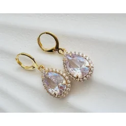 Braut Ohrringe,Hochzeitschmuck Gold mit Zirkonia,Vergoldete Ohrstecker, Geschenk für Brautjungfer, Braut Schmuck, Mutter