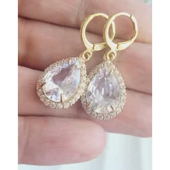 Braut Ohrringe,Hochzeitschmuck Gold mit Zirkonia,Vergoldete Ohrstecker, Geschenk für Brautjungfer, Braut Schmuck, Mutter