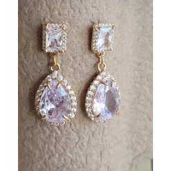 Braut Ohrringe,Hochzeitschmuck Gold mit Zirkonia,Vergoldete Ohrstecker, Geschenk für Brautjungfer, Braut Schmuck, Mutter