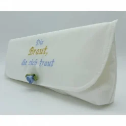 Brautclutch aus Batist, bestickt Brauttasche - ein hessmade-Unikat