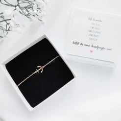 Brautjungfer fragen Armband Anker – Geschenkidee mit Karte & Geschenkbox