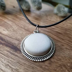 Brautkette ivory Satin in silber shabby Brautschmuck