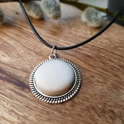 Brautkette ivory Satin in silber shabby Brautschmuck