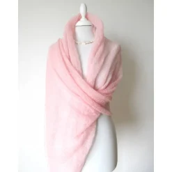 Brautschal aus Kid-Mohair in rosa, Hochzeitsstola gestrickt, Sommerschal Damen, Geschenk Frauen