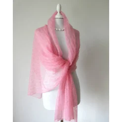 Brautschal rosa, gestrickte Hochzeitstola, Braustola, Lace Stola, Mohairstola, Umschlagtuch, Sommer Stola
