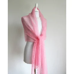 Brautschal rosa, gestrickte Hochzeitstola, Braustola, Lace Stola, Mohairstola, Umschlagtuch, Sommer Stola
