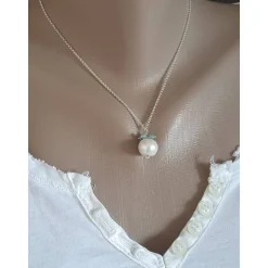 Brautschmuck Silberkette mit Perle und Apatit