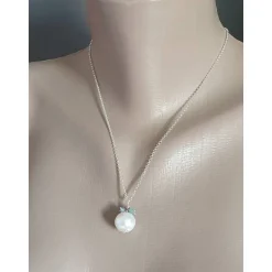 Brautschmuck Silberkette mit Perle und Apatit