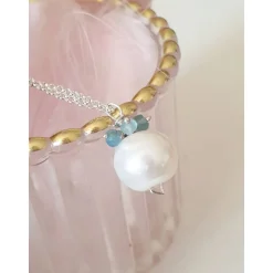 Brautschmuck Silberkette mit Perle und Apatit