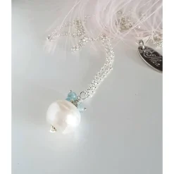 Brautschmuck Silberkette mit Perle und Apatit