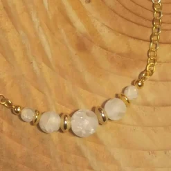 Brautschmuck-Set aus Bergkristall: Rückenkette, Armband & Ohrringe – vergoldeter Edelstahl, individualisierbar