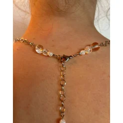 Brautschmuck-Set mit Rückenkette, Armband & Ohrringen aus Bergkristall – Edelstahl, handgefertigt, individualisierbar