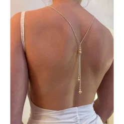 Brautschmuck-Set perlmuttfarben: Rückenkette, Armband & Ohrringe – elegant & individualisierbar