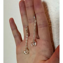 Brautschmuck-Set Rückenkette, Armband & Ohrringe – Böhmischer Glasperlenschmuck kristallklar/transparent individualisier