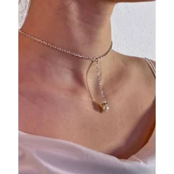 Brautschmuck-Set schneeweiß: Rückenkette, Armband & Ohrringe aus Glaswachsperlen mit Strass – individualisierbar