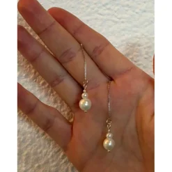 Brautschmuck-Set schneeweiß: Rückenkette, Armband & Ohrringe aus Glaswachsperlen – individualisierbar