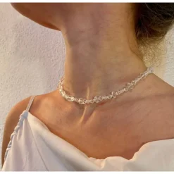 Brautschmuck-Set weiß: Rückenkette, Armband & Ohrringe aus Glas – individualisierbar