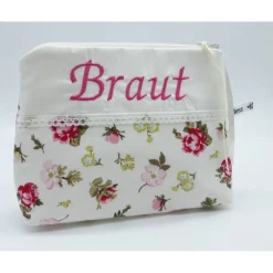 Brauttasche Leonie, bestickt, Batist, mit Spitze und Satin, ein Unikat von hessmade