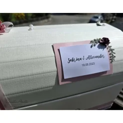 Briefbox Truhe Altrosa-Brombeere-Gold JA - Hochzeit Kartenbox