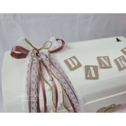 Briefbox Truhe VINTAGE DANKE mit Altrosa - Hochzeit Kartenbox