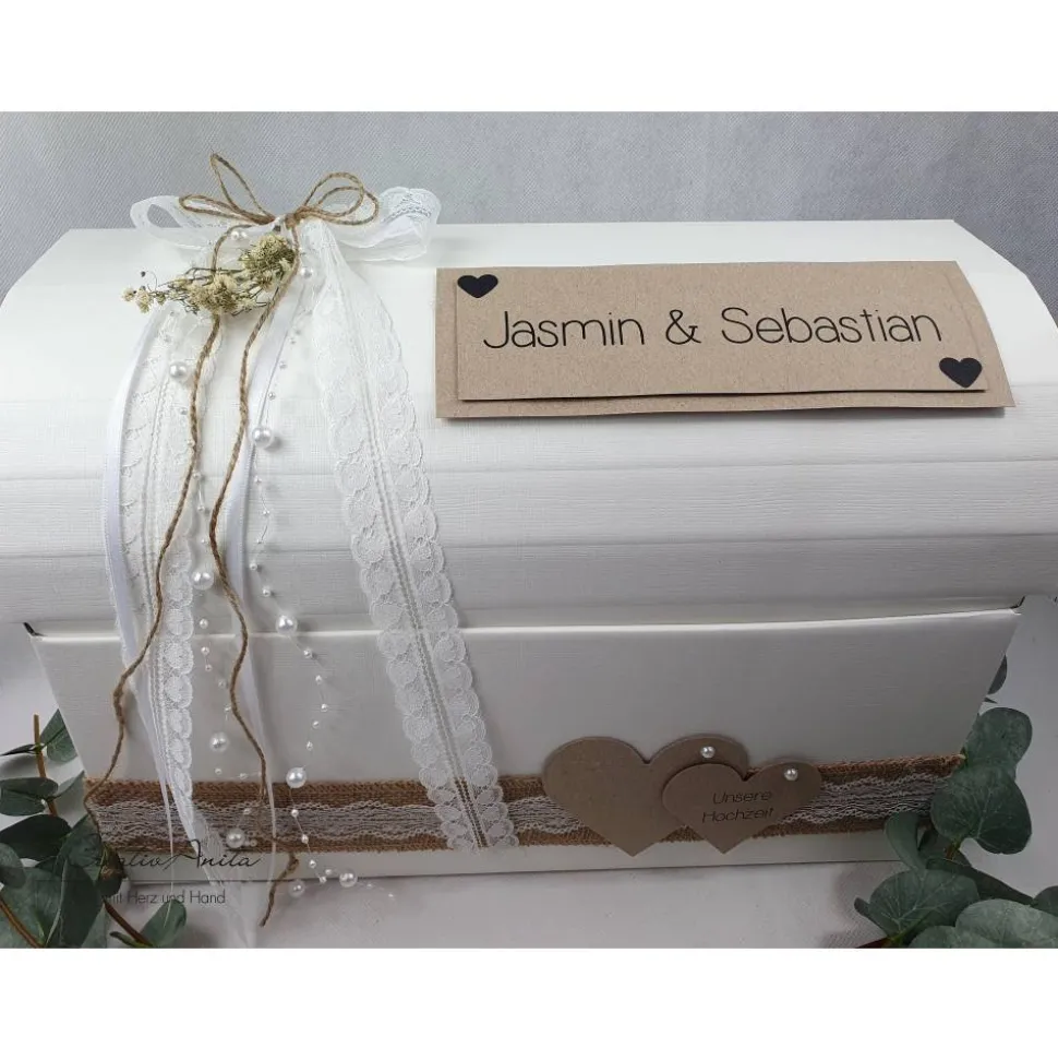 Briefbox Truhe VINTAGE mit Schleierkraut Hochzeit Kartenbox