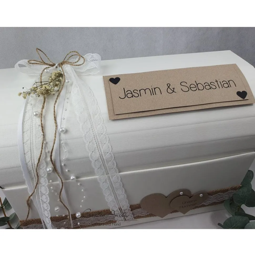 Briefbox Truhe VINTAGE mit Schleierkraut Hochzeit Kartenbox
