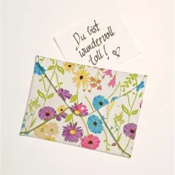 Briefumschlag, 13,5cm x 10,5cm, Baumwollstoff, Blumen, Geschenkverpackung, Liebesbrief