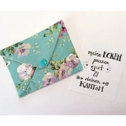 Briefumschlag, 13,5cm x 10,5cm, Baumwollstoff, Rosen, Geschenkverpackung, Liebesbrief