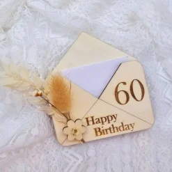 Briefumschlag Holz | Geschenk zum Geburtstag | Holzumschlag | Runder Geburtstag | Wunscherfüller | Gutschein Karte