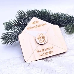 Briefumschlag Holz | Wunschzettel Weihnachten | Holzumschlag | Weihnachtsbrief | Gutschein Christkind | Weihnachtmann
