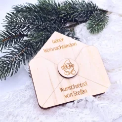 Briefumschlag Holz | Wunschzettel Weihnachten | Holzumschlag | Weihnachtsbrief | Gutschein Christkind | Weihnachtmann