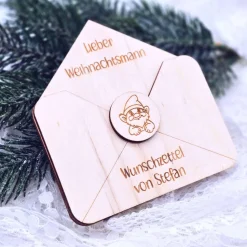 Briefumschlag Holz | Wunschzettel Weihnachten | Holzumschlag | Weihnachtsbrief | Gutschein Christkind | Weihnachtmann