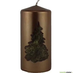 Bronzene Weihnachtskerze mit braunem Weihnachtsbaum