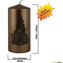 Bronzene Weihnachtskerze mit braunem Weihnachtsbaum