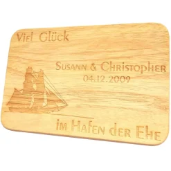 Brotbrett Hochzeit Gravur Frühstücksbrett Heirat Hochzeitsgeschenk mit Wunschgravur Wunschtext